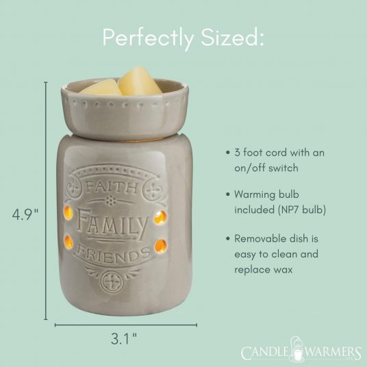 Candle Warmers Midsize Faith Family Friends Warmer