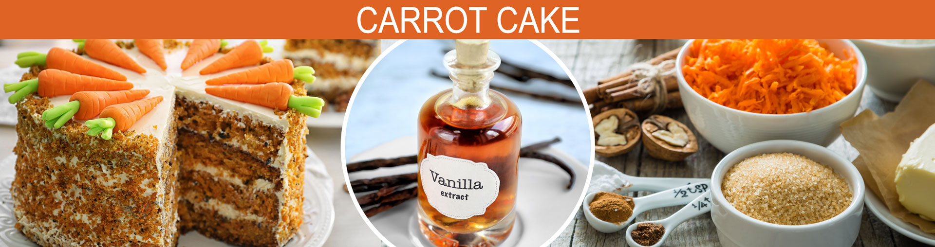 Banner image of A sweet blend of fresh carrot, nutmeg, ginger, cinnamon, almond mixed with a sweet praline vanilla.