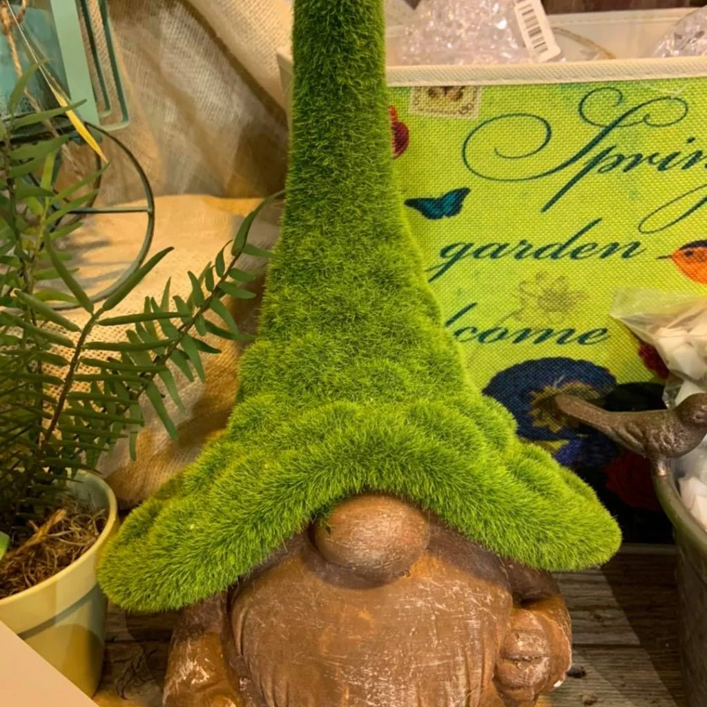 Garden Gnome with green grass hat