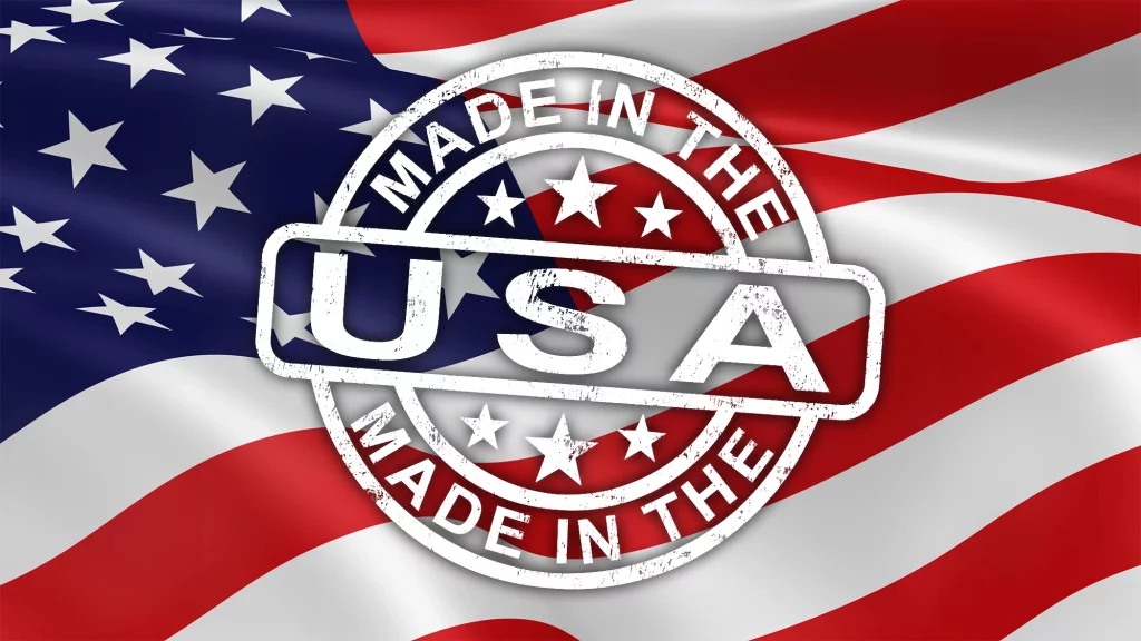 Made in the USA, American flag as background