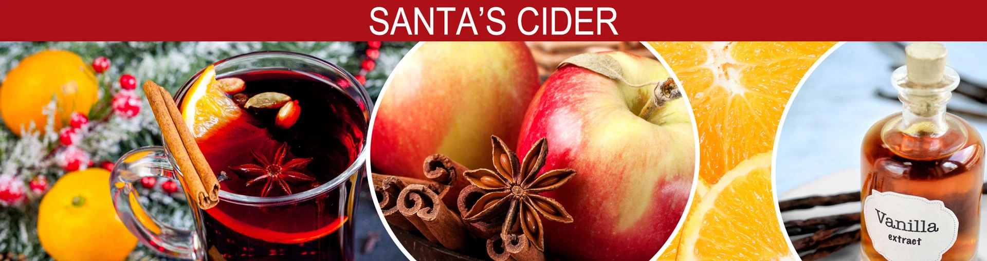 Banner image of delectable aroma of fresh apple cider with a hint of cinnamon.