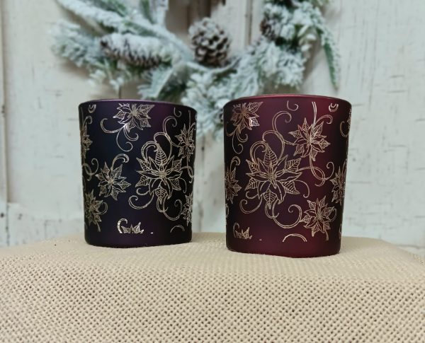 Poinsettia Votive Cups Assorted