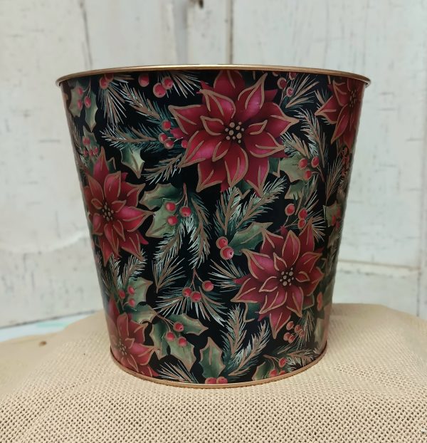 Galvanized Poinsettia Bucket