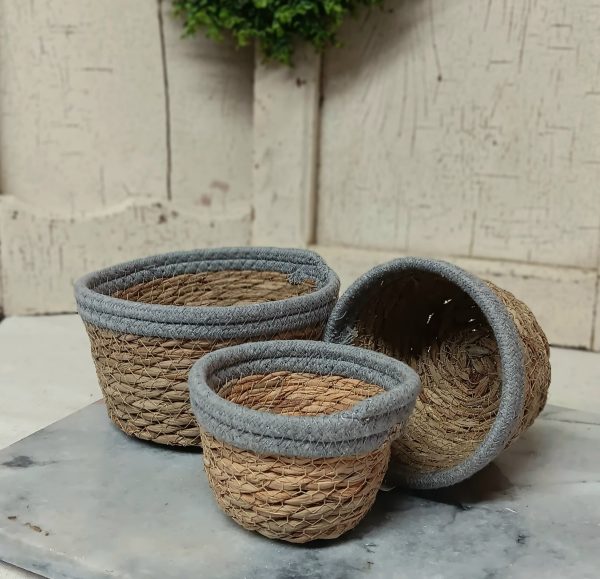 Cotton Rope baskets with Gray Rim