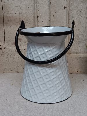 Black and White Enamel Flower Bucket