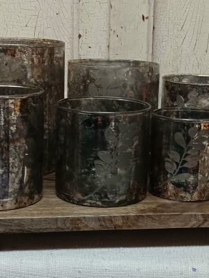 8 Piece Mercury Glass Set with Wooden Board