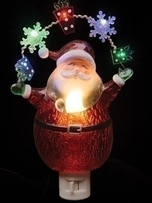SANTA WITH LED STRING SNOW & GIFT ICONS NIGHT LIGHT