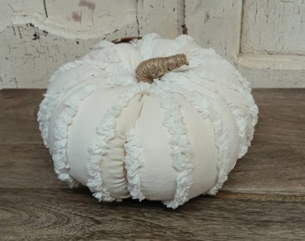 Cream Fuzzy Fabric Pumpkin