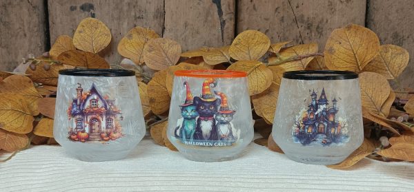 Frosted Glass Halloween Candle Holder