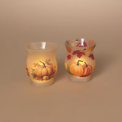 Crackle Glass Hurricane Candle Holder