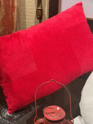 18" X 12" RED CORDUROY PILLOW
