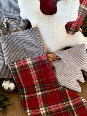 MERRY/ GRAY CORD. STOCKING