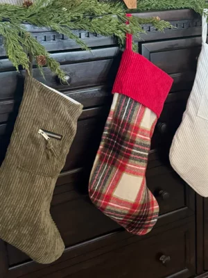EVERGREEN CORD ZIPPER STOCKING