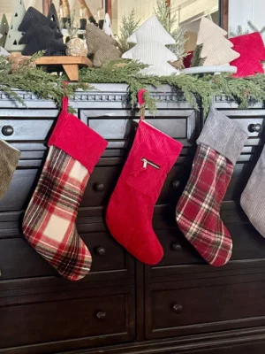 RED CORD ZIPPER STOCKING