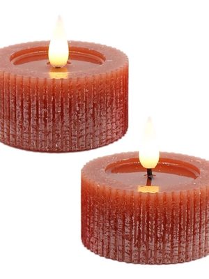 Set of 2 Orange LED Tea Lights