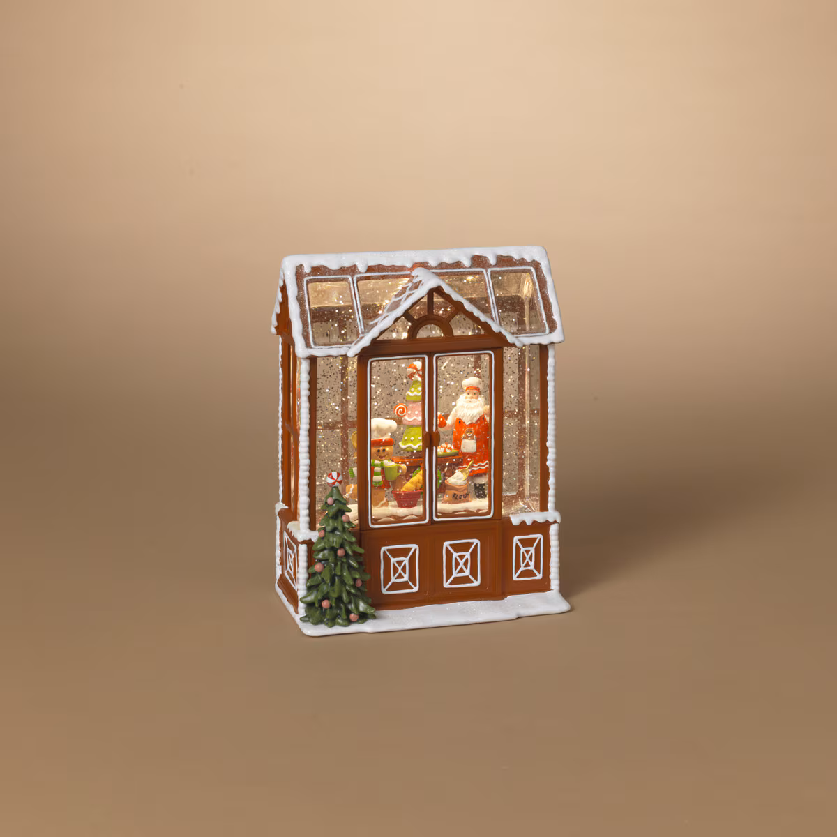 Lighted Spinning Water Globe Gingerbread House