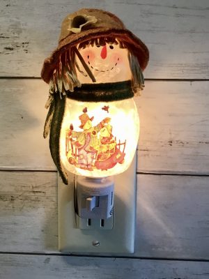 Scarecrow Nightlight w/Brown Hat Brown Flower