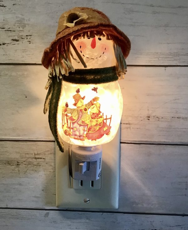 Scarecrow Nightlight w/Brown Hat Brown Flower