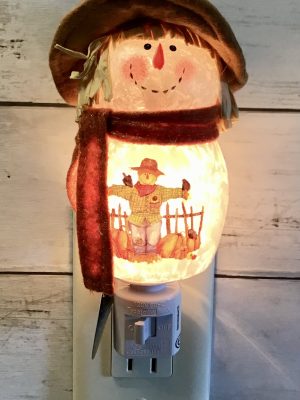 Scarecrow Nightlight w/Brown Hat Green Flower