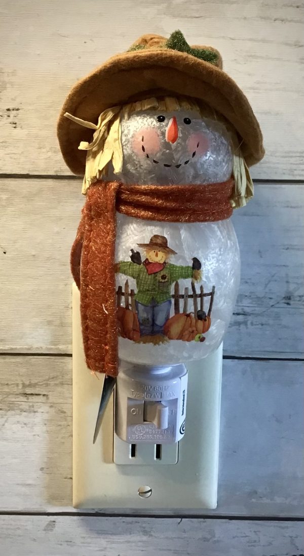 Scarecrow Nightlight w/Brown Hat Green Flower