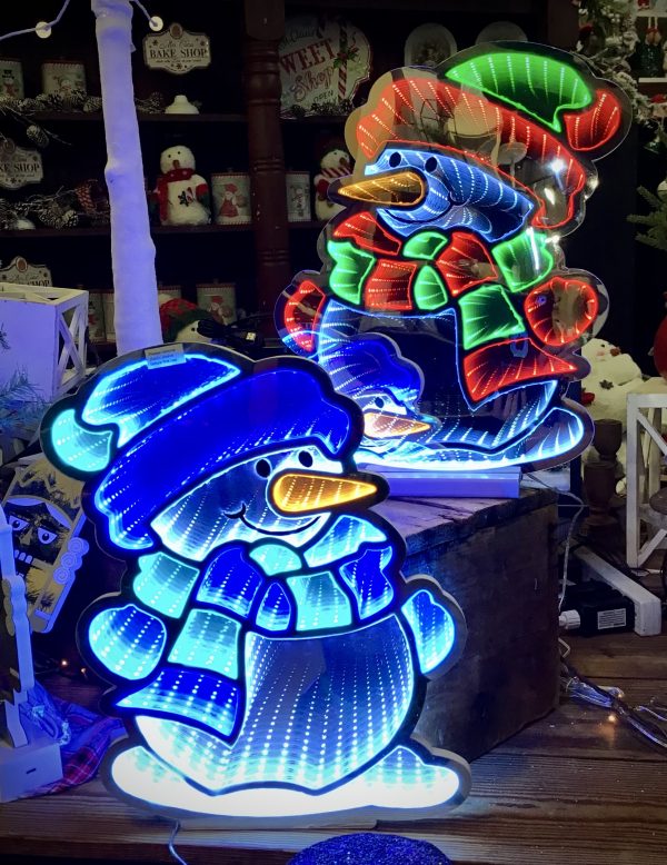 Double Sided Lighted Infinity Mirror Snowman Assorted