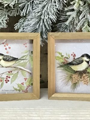 Wood Holiday Chickadee Picture
