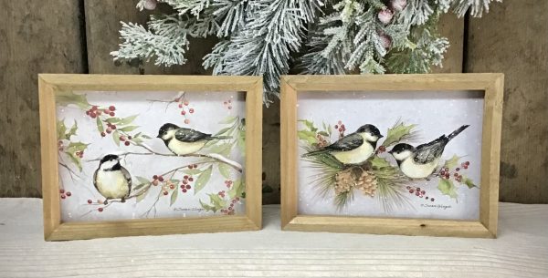 Wood Holiday Chickadee Picture