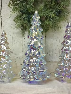 Lighted Iridescent Trees Set of 3