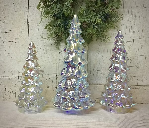 Lighted Iridescent Trees Set of 3