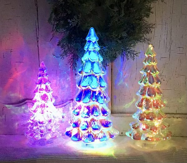 Lighted Iridescent Trees Set of 3