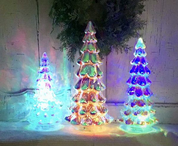 Lighted Iridescent Trees Set of 3
