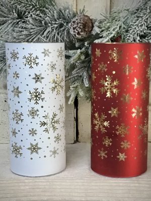Snowflake Cylinder with Lights and Timer Assorted