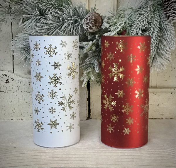 Snowflake Cylinder with Lights and Timer Assorted