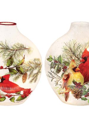 Winter Cardinal Couple Pre-Light Glass Assorted