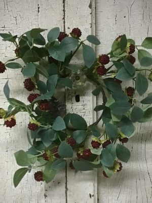 Burgundy Raspberry Candle Ring 4"