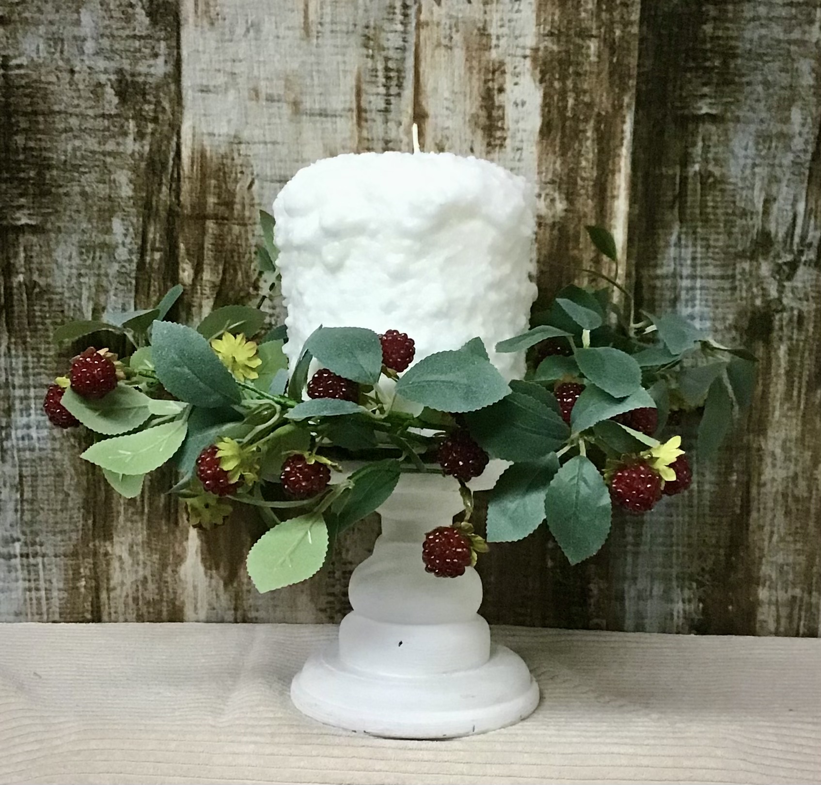 Burgundy Raspberry Candle Ring 4"