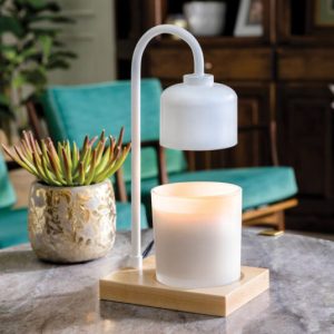Candle Warmers Arched White & Wood Warmer Lamp