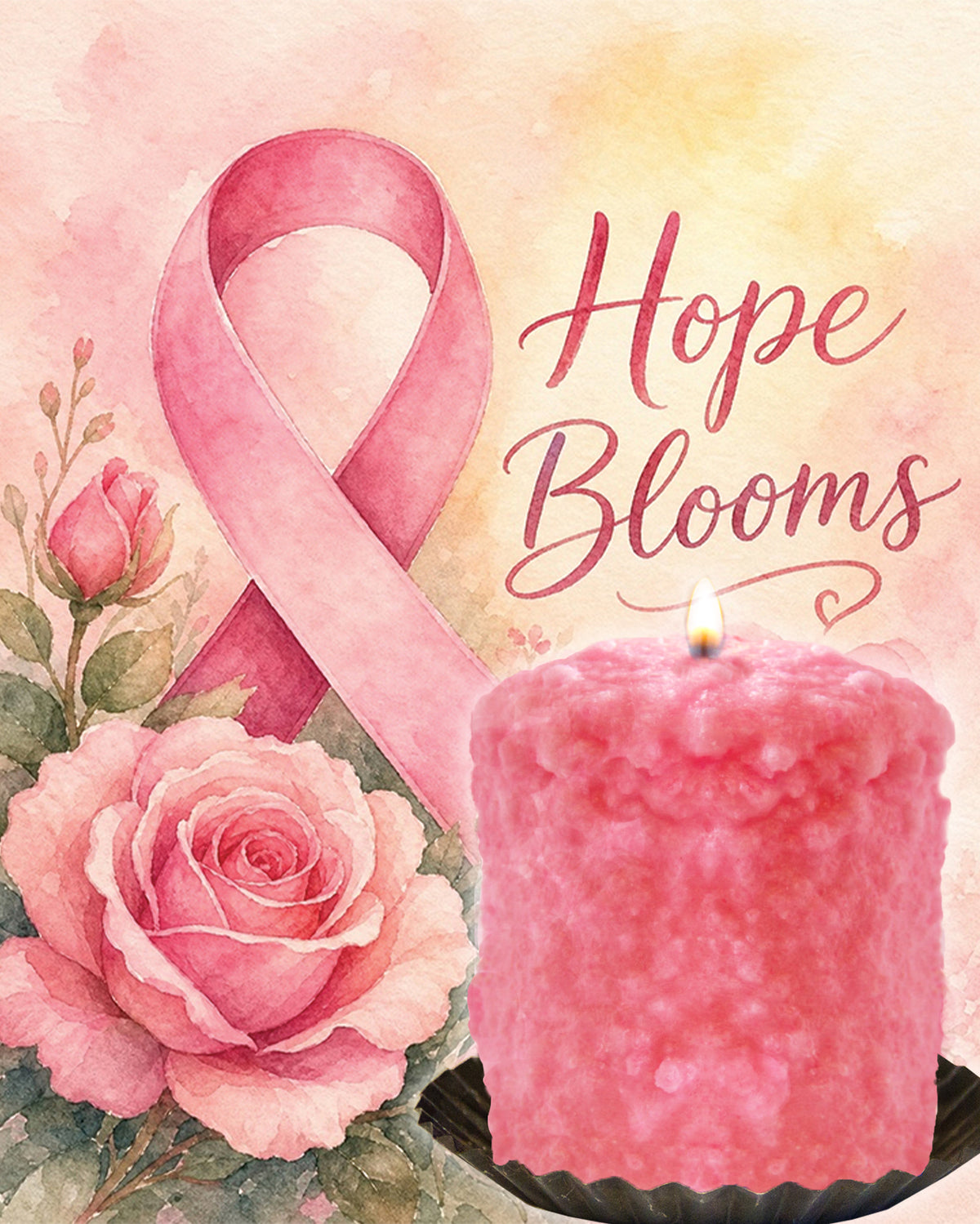 Breast Cancer Hearth Candle