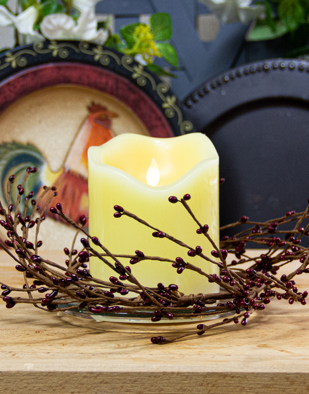 6 Burgundy Beaded Candle Ring Warm Glow